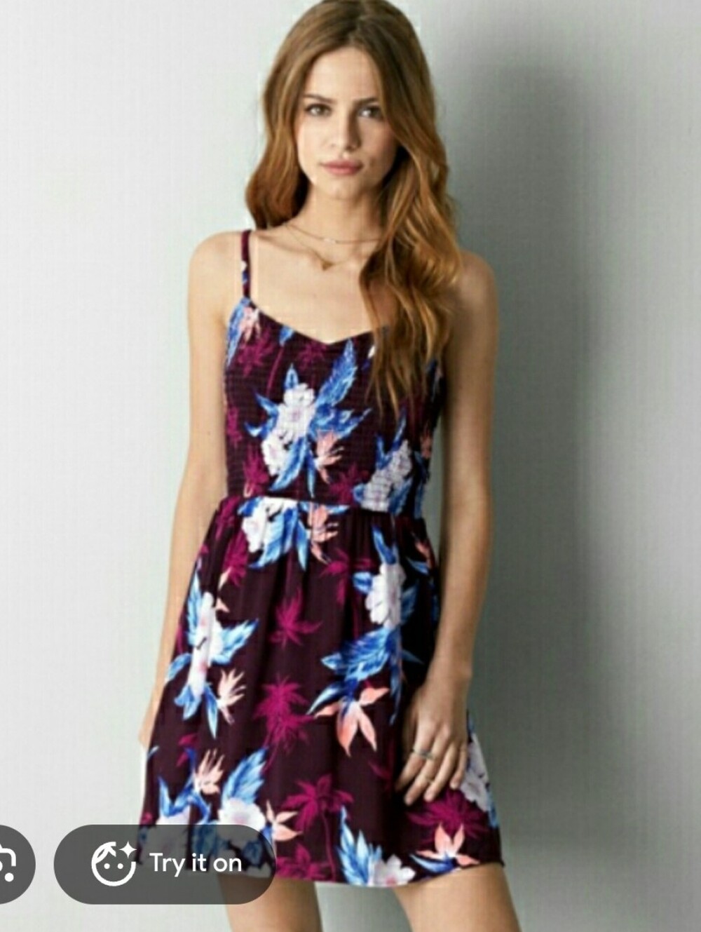 American Eagle Floral Smocked Sundress - Purple M
